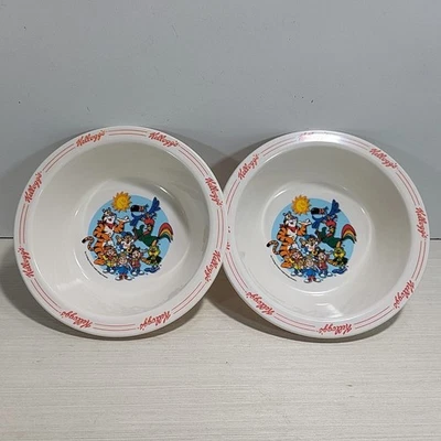 Lote vintage de 2 tigelas de cereais Kelloggs utensílios de mesa infantis de melamina, 2000 - Imagem 1 de 4