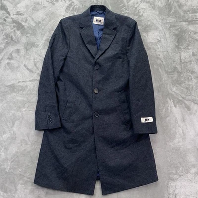 gabardina joseph abboud hombre 36R abrigo espiga azul mezcla lana inteligente Foto 1 de 4