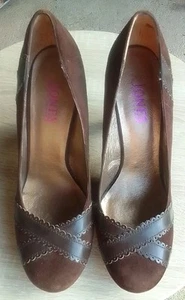 JONES SIZE 5 BROWN LEATHER & SUEDE COURT SHOES. G2/0407212555A - Picture 1 of 13