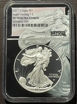 Soporte inusual 2021-S $1 Silver American Eagle NGC PF70: 07926 Foto 1 de 2