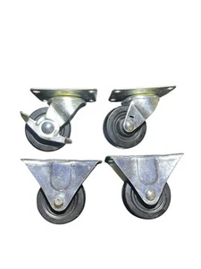 3.75 Inch Wheels Set Two Caster Singular Break Capacity 175LB - Picture 1 of 8