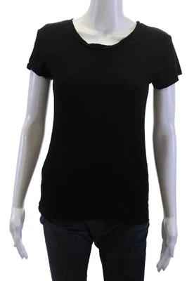 Camiseta básica de manga corta Emma & Sam para mujer de algodón negra con cuello redondo talla S Foto 1 de 4