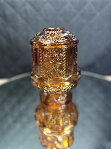 Vintage Amber Fairy Lamp Stars & Bars Indiana Glass 6-1/2 X 4-1/2” No Chips - Picture 1 of 8