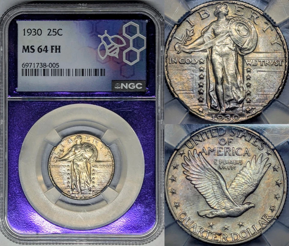 1930 MS64FH Standing Libery Quarter Full Head NGC Nicely Toned - Image 1 of 1
