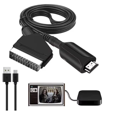 SCART auf zu HDMI Adapter Kabel 1 Meter Wandler Konverter HD Video Audio HD TV - Bild 1 von 4