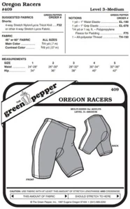 Oregon Biking Riding Bicycle Shorts #409 Sewing Pattern (Pattern Only) gp409 - Picture 1 of 1