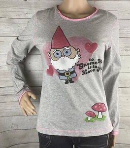 Stupid Factory Schlafshirt Junior Large grau rosa To Gnome Me Is To Love Me  - Bild 1 von 12