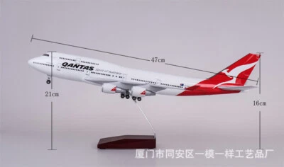 QANTAS 1/150 Aircraft Boeing 747 Australian Airlines W/LED 18in.Plane Model Toy - Image 1 of 4