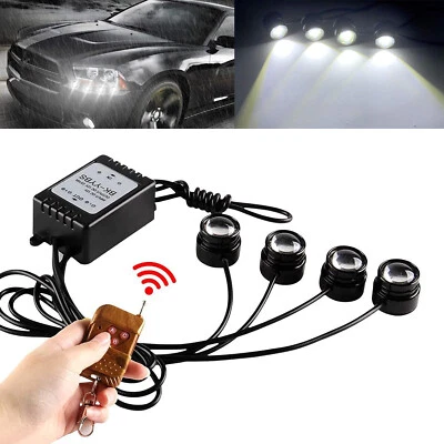 4 in1 White LED Car SUV Eagle Eye Strobe Flash Warning Grille Light with Remote - Image 1 of 4
