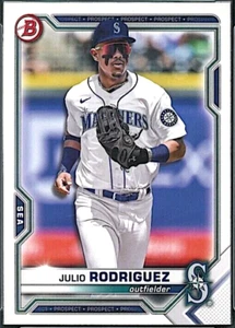 "MINT" JULIO RODRIGUEZ 2021 TOPPS BOWMAN ROOKIE CARD #BD-145! W/H TOP LOADER! - Picture 1 of 2