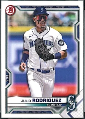 "MINT" JULIO RODRIGUEZ 2021 TOPPS BOWMAN ROOKIE CARD #BD-145! W/H TOP LOADER! - Изображение 1 из 2