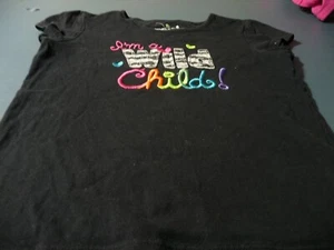 GIRLS SIZE 6 JUMPING BEANS T SHIRT BLACK WITH FLORESCENT LETTERS - Picture 1 of 2