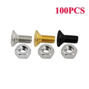 Nuevo100x LP Golpeador Soporte Tornillos 4x9.5mm y Tuercas, Opción Cromo/Negro/Dorado - Imagen 1 de 15