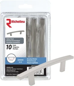 Colección Richelieu Padova 3 pulgadas  Paquete de 10 tiradores clásicos de gabinete de níquel cepillado - Imagen 1 de 1
