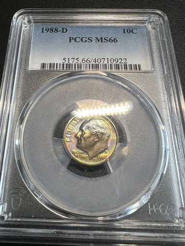 1988-D Roosevelt Dime PCGS MS66 ~Vibrant Neon Colors!!~ With Video!! ~LQQK!~ Cover
