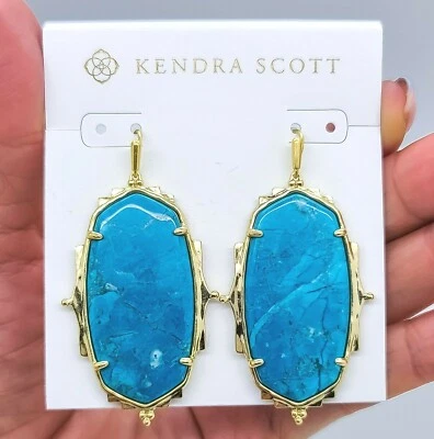 New KENDRA SCOTT Brand Fashion 312 Baroque Ella Earrings Gold Teal Howlite  - Image 1 of 2