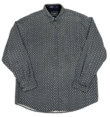 Vintage Haggar Generations Corduroy Shirt Mens Large Blue Geometric Button Down - Image 1 of 4