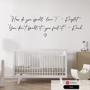 Pooh Bear How Do You Spell Love Childrens Nursery Wall Art Quote Sticker - Picture 1 of 16