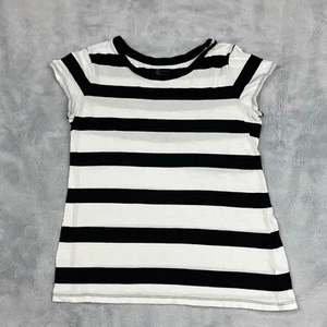 Gap Black & White Striped Med M Womens The Essential Tee 100% Short Sleeve Top - Picture 1 of 7