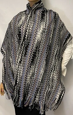 Bufanda MISSONI Lana Brillo ZigZag en Azul Marino SC32WMD3335 0001 42x200 NUEVA Foto 1 de 4