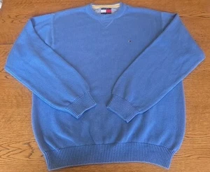 Vintage Blue Tommy Hilfiger XL 100% Cotton Sweater - Picture 1 of 7