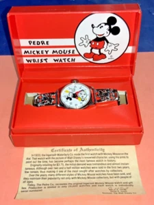 Pedre Repro of 1933 Mickey Mouse Wrist Watch w/ Box & COA - TESTED WORKING - Picture 1 of 24
