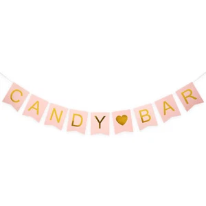 Candybar Girlande Banner für JGA Hochzeit Geburtstag Party Deko - Rosa und Gold - Bild 1 von 1