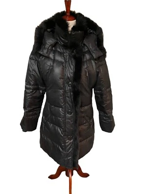 Abrigo Basler Daune Exterior Piel de Zorro Cuello Negro Plumón Medio Puffer Talla 38 (EE. UU. Talla 10) Foto 1 de 4