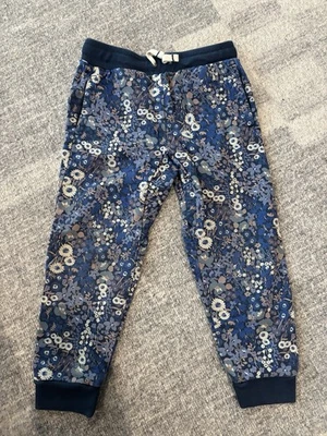 Joggers de felpa francesa Tea Collection para niñas, estampado de flores azules, talla 5 Foto 1 de 3