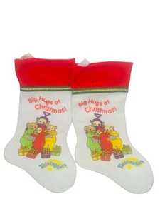 (2) Rare Vintage 1990’s Teletubbies WB Felt Sock Christmas Stockings Big Hugs - Picture 1 of 8