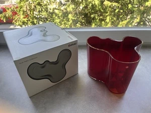 Iittala Vase  Alvar Aalto 🌹 Glas flammrot 16 cm hoch 🌹 Designklassiker - Bild 1 von 12