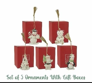 Lenox Very Merry Christmas Ornament Set Porcelain 5pc New In Box | W87 - Picture 1 of 6