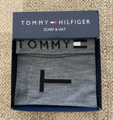 Tommy Hilfiger Tejido Bufanda y Gorro Sombrero Caja de Regalo Conjunto Gris Negro Para Hombre Talla Única Foto 1 de 2