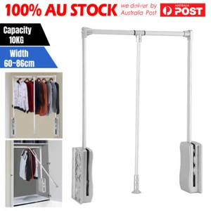 Wardrobe Hanging Rails Lift / Pull Down Clothes Hanger Space Adjust 60~86cm AU - Picture 1 of 12