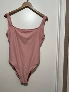 Madewell second wave square neck tank one piece swimsuit Pink M - Picture 1 of 10