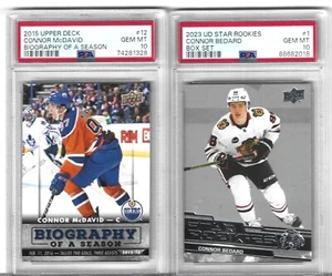 CONNOR MCDAVID & CONNOR BEDARD 2 CARD ROOKIE LOT PSA 10 NHL BEST & FUTURE STAR - Picture 1 of 1