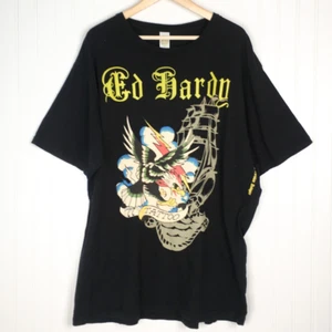 Eagle Tattoo Mens Ed Hardy Graphic T-Shirt Black 100% Cotton Big & Tall 4XL - Picture 1 of 6