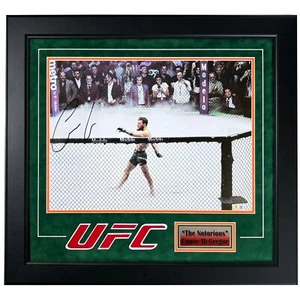 Conor McGregor Autografato UFC 16x24 Incorniciato Firmato BAS COA Ottagono Strut - Foto 1 di 8