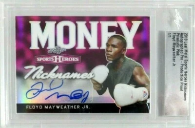 FLOYD MAYWEATHER JR SIGNED AUTOGRAPH 2018 LEAF SPORTS HEROES PRISMATIC AUTO 1/1  - Image 1 of 2