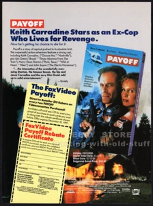 PAYOFF__Orig. 1991 Trade print AD promo__KEITH CARRADINE__KIM GREIST__JOHN SAXON - Picture 1 of 1