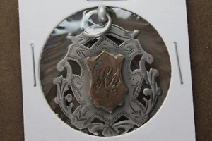 * SILVER FOB CARTOUCHE AND BACK ENGRAVED HALLMARKED CES LION ANCHOR X #GIH13 - Picture 1 of 8