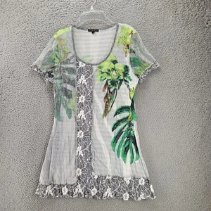 Alberto Makali Spitze Pailletten Tunika Top Damen M Tropical Mesh Spitze Fee Boho Y2k - Bild 1 von 9
