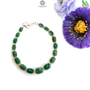 Brazalete Cojín Briolette Ópalo Plata 925 Facetado Cuarzo Verde 4.06gms 7" - Imagen 1 de 5
