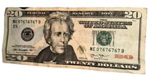 SUPER REPEATER Quad Trinary Serial #07676767 $20 Dollar Bill Note - Unique 97.0% - Picture 1 of 6