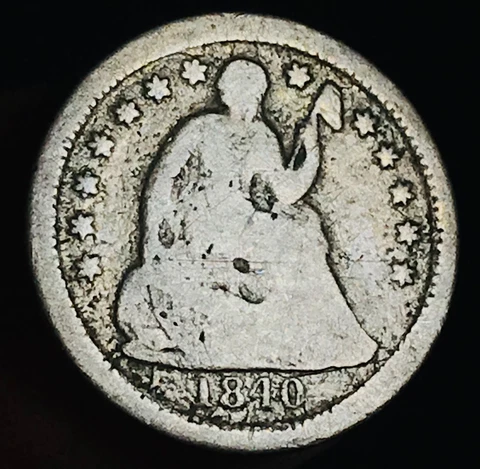1840 O Seated Liberty Half Dime 5C Ungraded WITH DRAPERY Silver US Coin CC15389 Cover