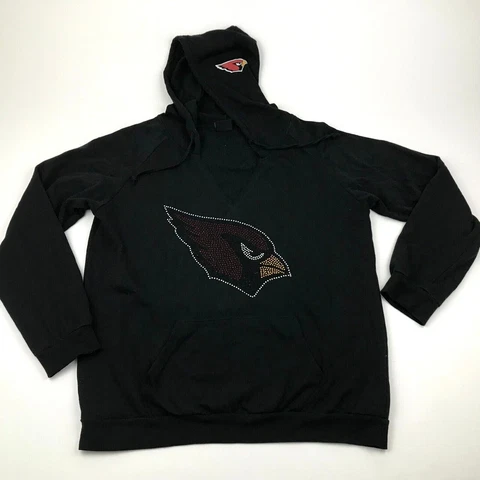 Arizona Cardinals Sweater Hoodie Womens Size 2XL XXL Black Pullover Rhinestones Cover