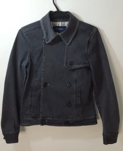 Burberry London Double Breasted Stretch Denim Jacket Nova Check - Size UK 8 - Picture 1 of 20