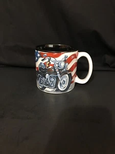 Burton & Burton Motorcycle and USA Flag Mug Cup 12 oz, fib - Picture 1 of 6