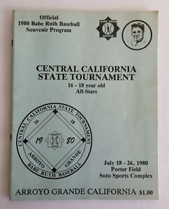 1980 Babe Ruth Baseball Program Central Cali State Tournament Arroyo Grande CA.