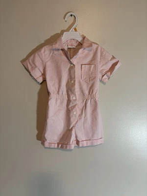 Vintage Pink And White Seersucker Toddler Girls Romper Made In USA Size 4T - Image 1 of 3